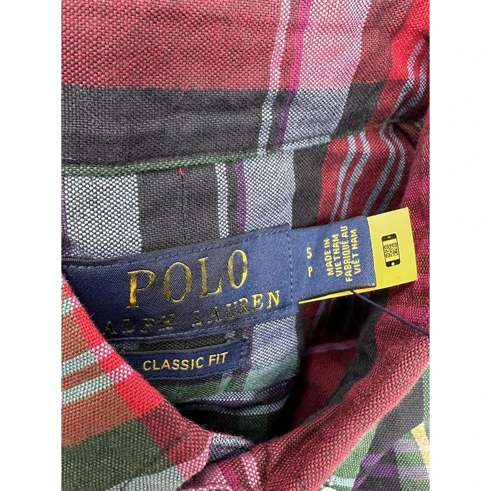 Polo Ralph Lauren Mens Sz S Classic Fit Plaid Multicolor Long Sleeve Shirt W8